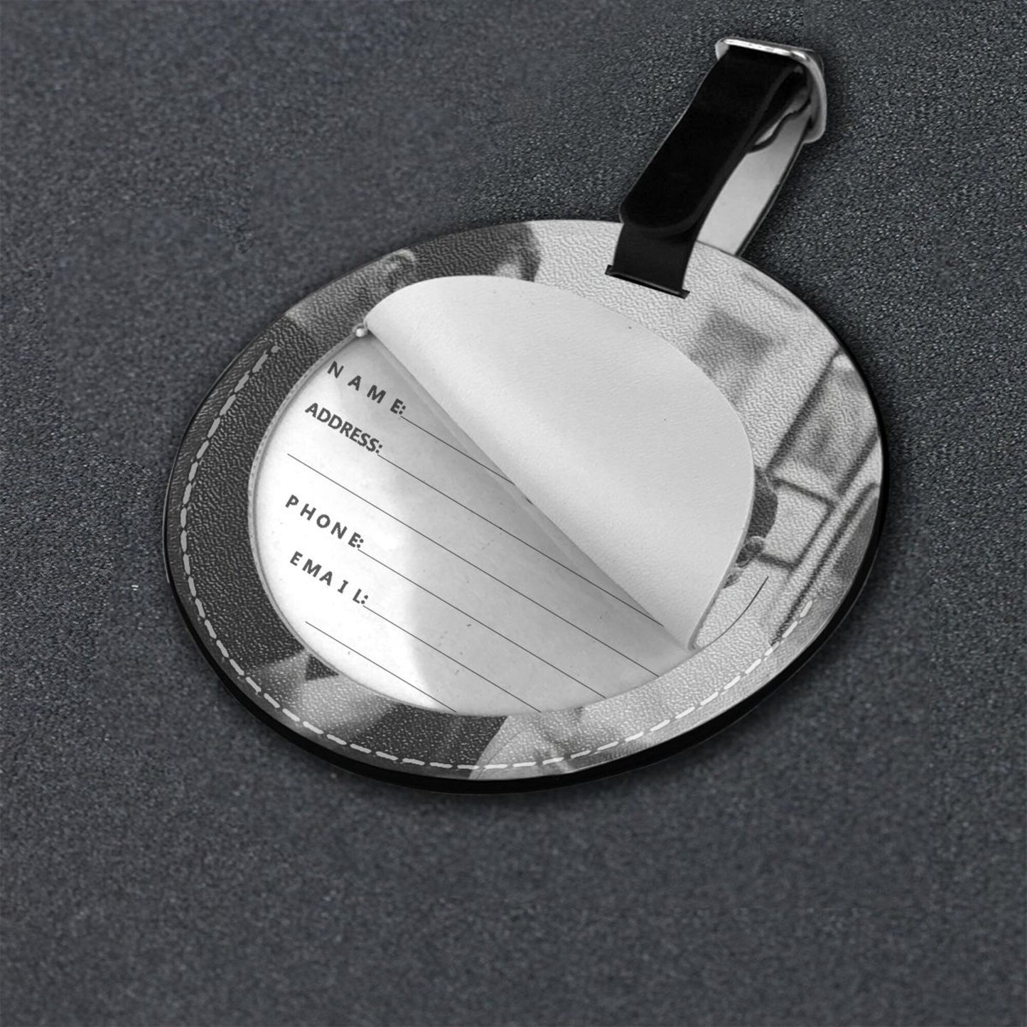 Vintage Kung Fu Scene Round Leather Luggage Tag Set of 2, Travel Bag Anti - loss Identification Tag (Diameter 3.7in/9.8cm)