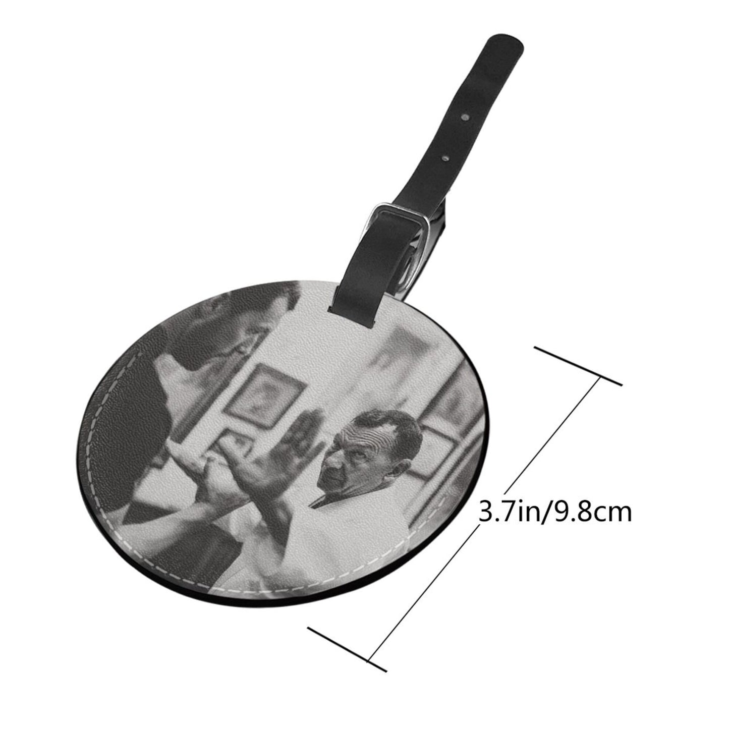 Vintage Kung Fu Scene Round Leather Luggage Tag Set of 2, Travel Bag Anti - loss Identification Tag (Diameter 3.7in/9.8cm)