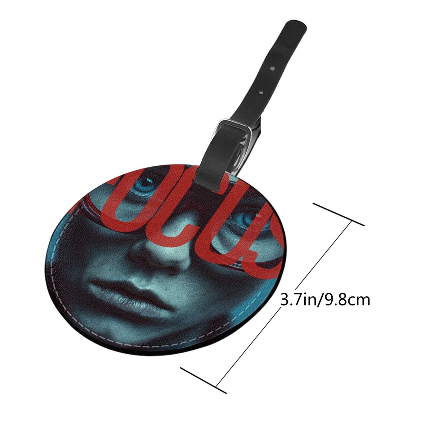 Trendy Portrait Printed Round Leather Luggage Tag Set of 2, Personalized Travel Bag Anti - loss Identification Tag (Diameter 3.7in/9.8cm )