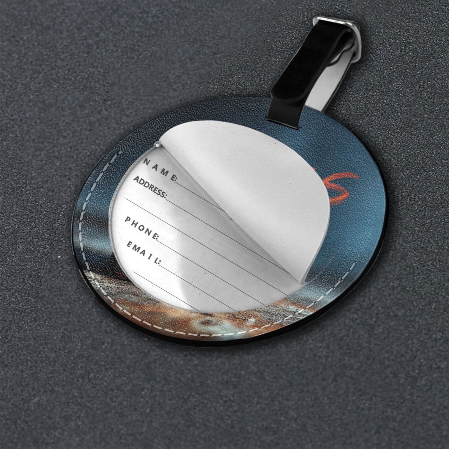 Vintage Camera Printed Round Leather Luggage Tag Set of 2, Travel Bag Anti - loss Identification Tag (Diameter 3.7in/9.8cm )