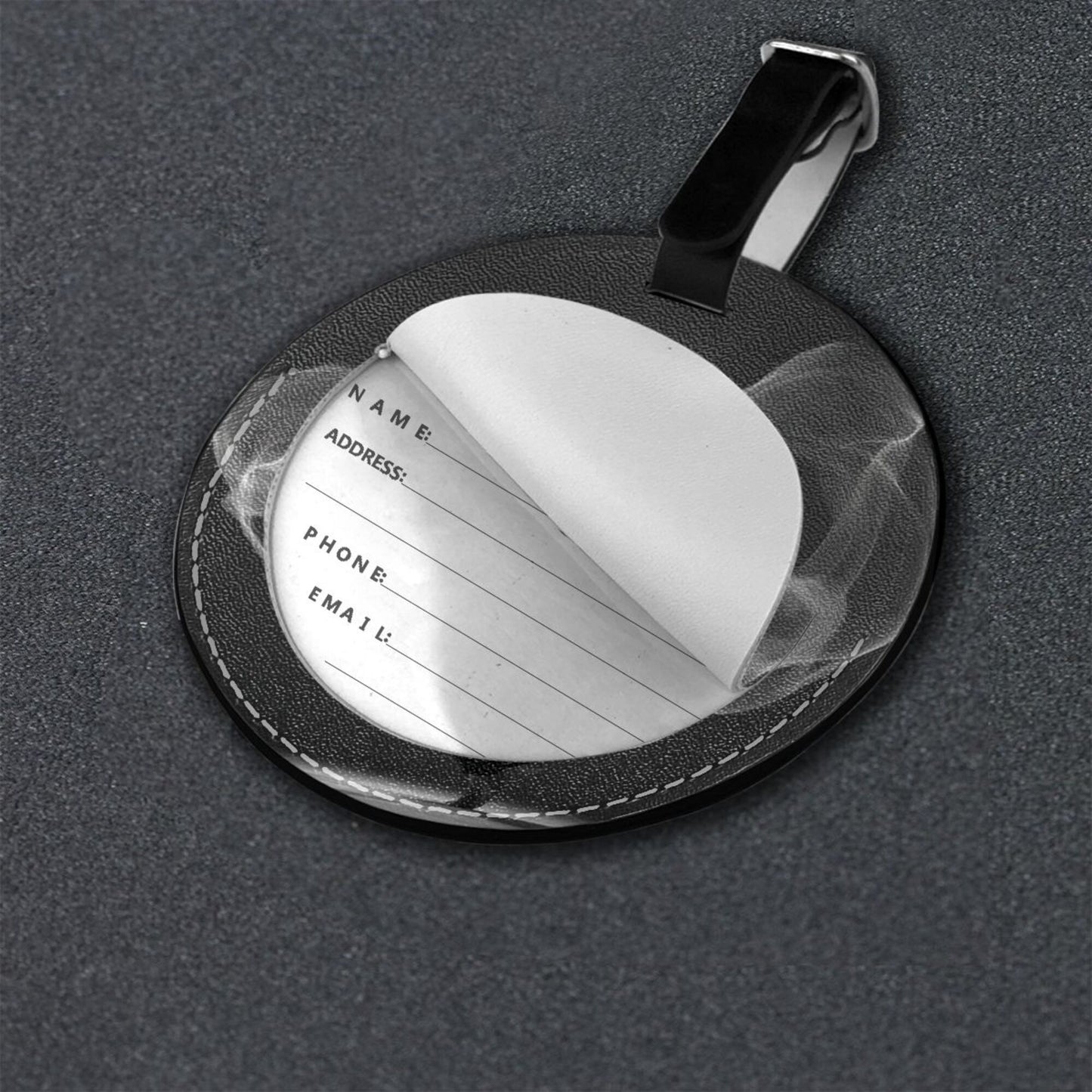 Smoke Dancer Pattern Round Leather Luggage Tag Set of 2, Travel Bag Anti - loss Identification Tag (Diameter 3.7in/9.8cm )