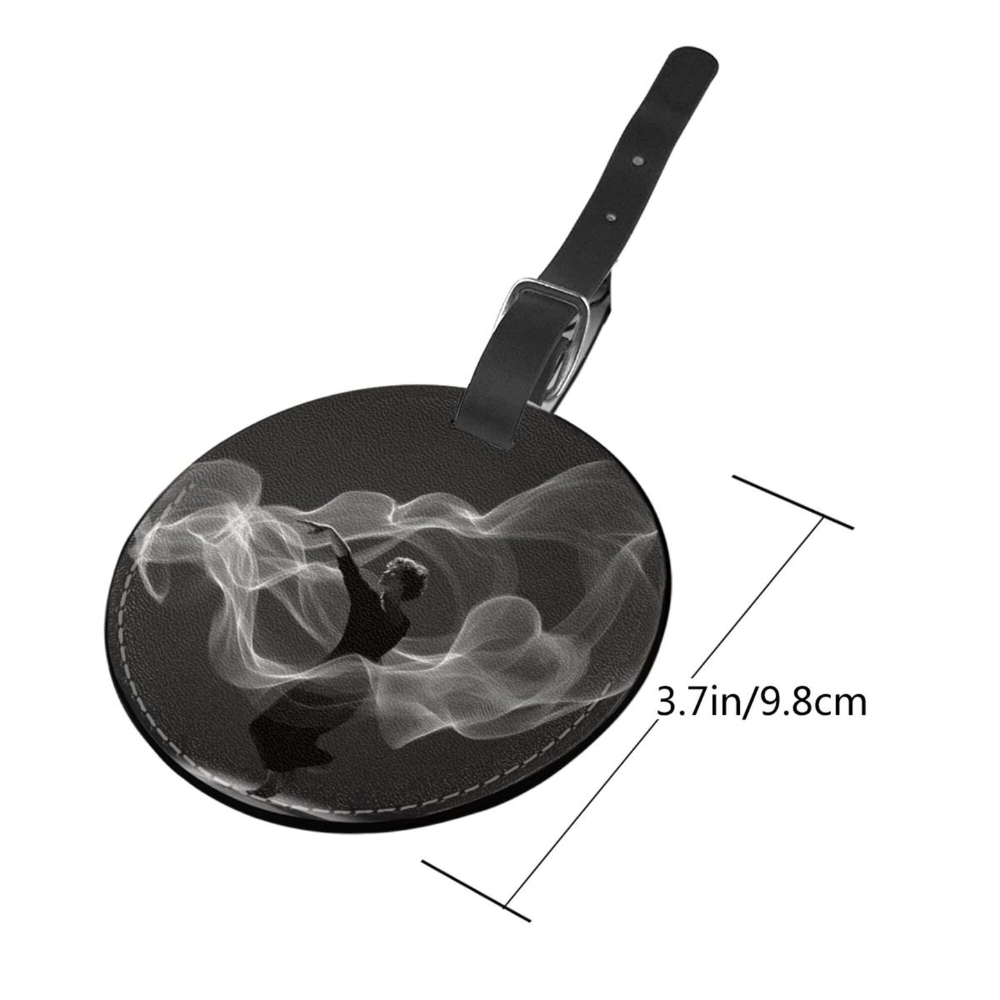 Smoke Dancer Pattern Round Leather Luggage Tag Set of 2, Travel Bag Anti - loss Identification Tag (Diameter 3.7in/9.8cm )