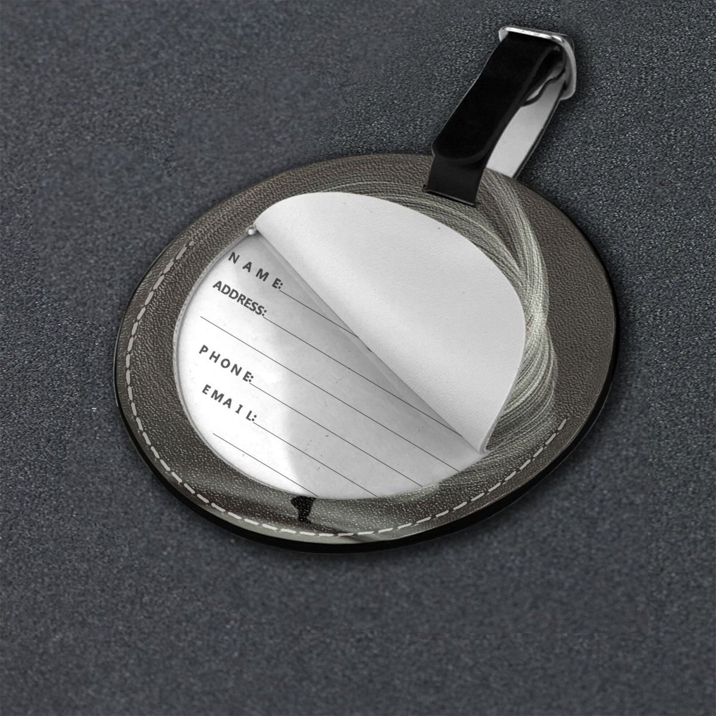Artistic Spinning Figure Round Leather Luggage Tag Set of 2, Travel Bag Anti - loss Identification Tag (Diameter 3.7in/9.8cm )