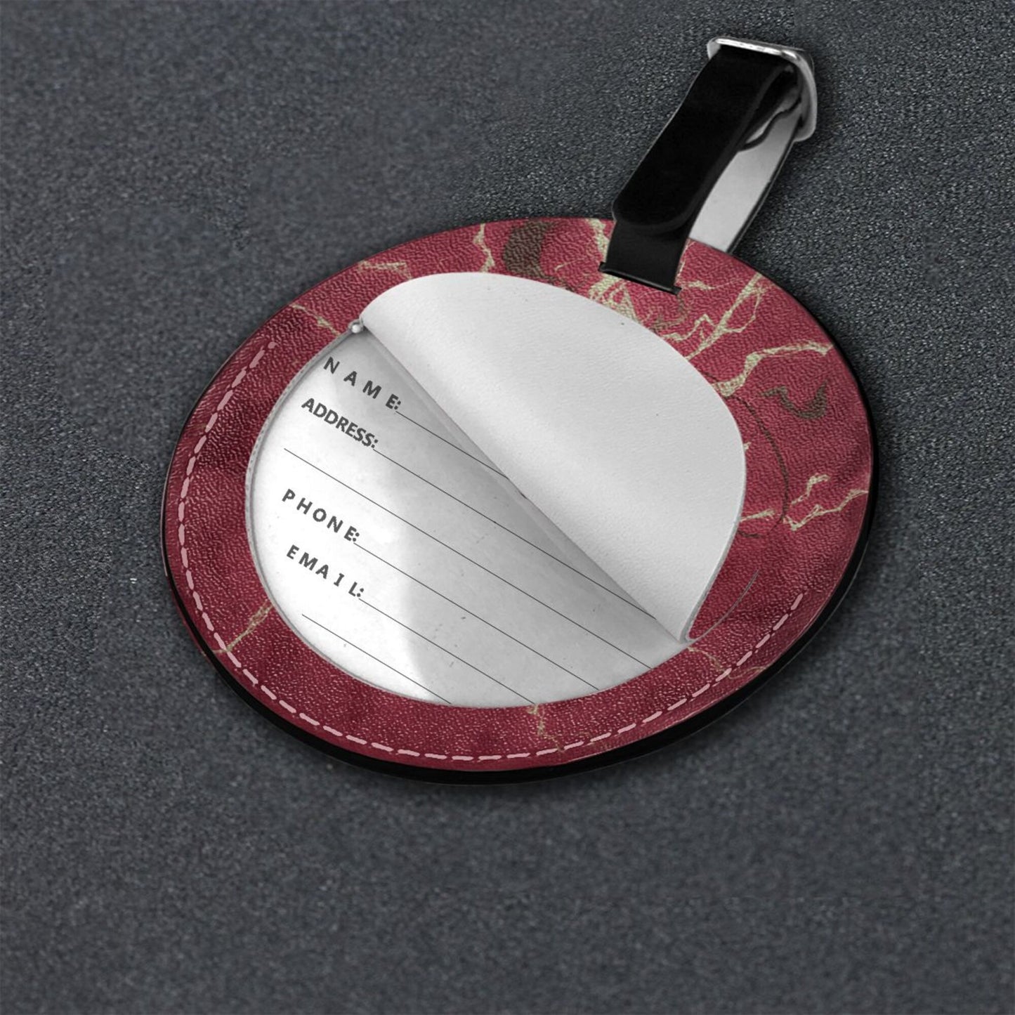 Anime Thunder Warrior Round Leather Luggage Tag Set of 2, Personalized Travel Bag Anti - loss Identification Tag (Diameter 3.7in/9.8cm)