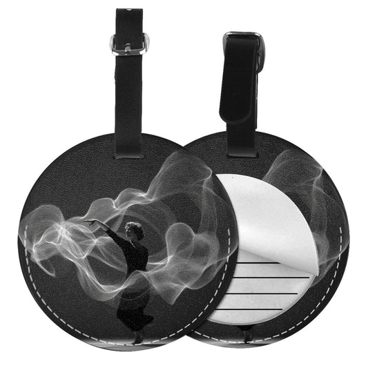 Smoke Dancer Pattern Round Leather Luggage Tag Set of 2, Travel Bag Anti - loss Identification Tag (Diameter 3.7in/9.8cm )